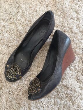 Tory Burch Navy Wedge Shoes